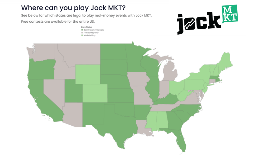 Map of the United States with availability of Jock MKT